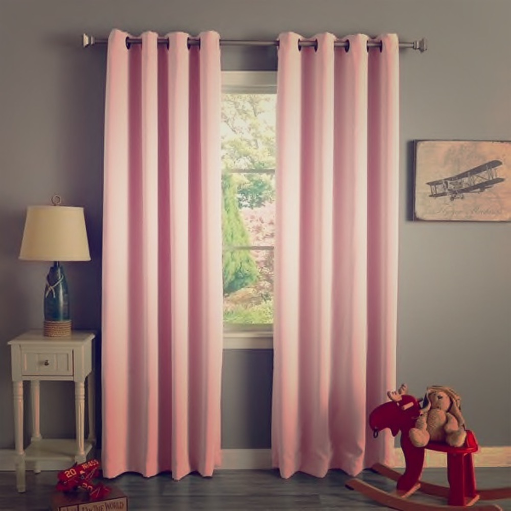 Home decor soft flat pink curtains